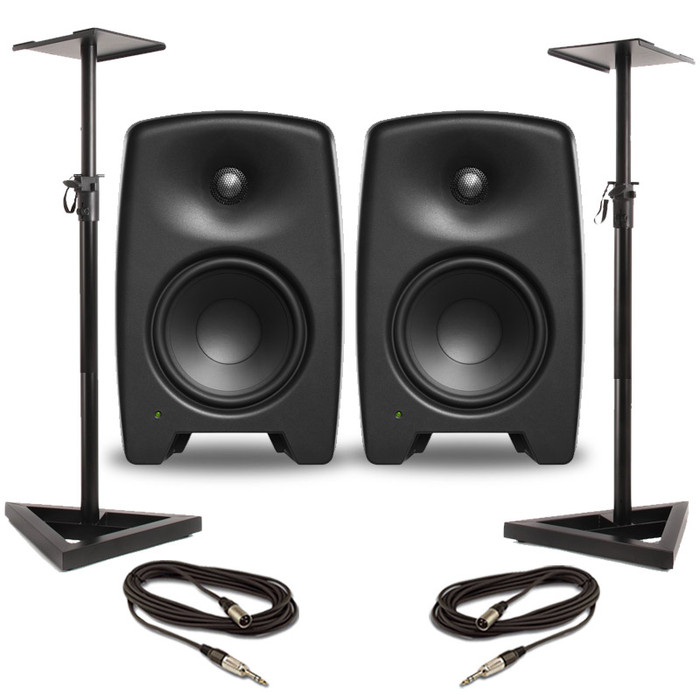 Genelec M030 Black (Pair) With Stands & Cables