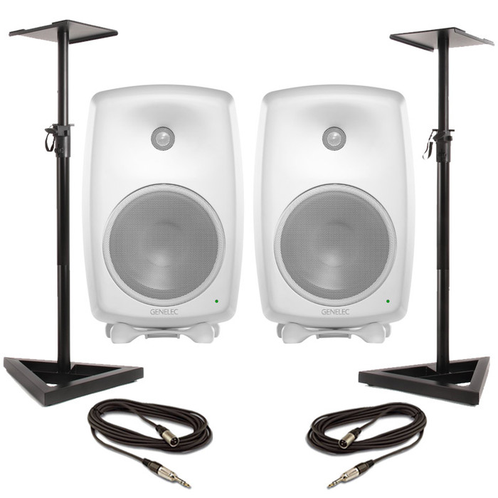 Genelec 8050B - White (Pair) With Stands & Cables
