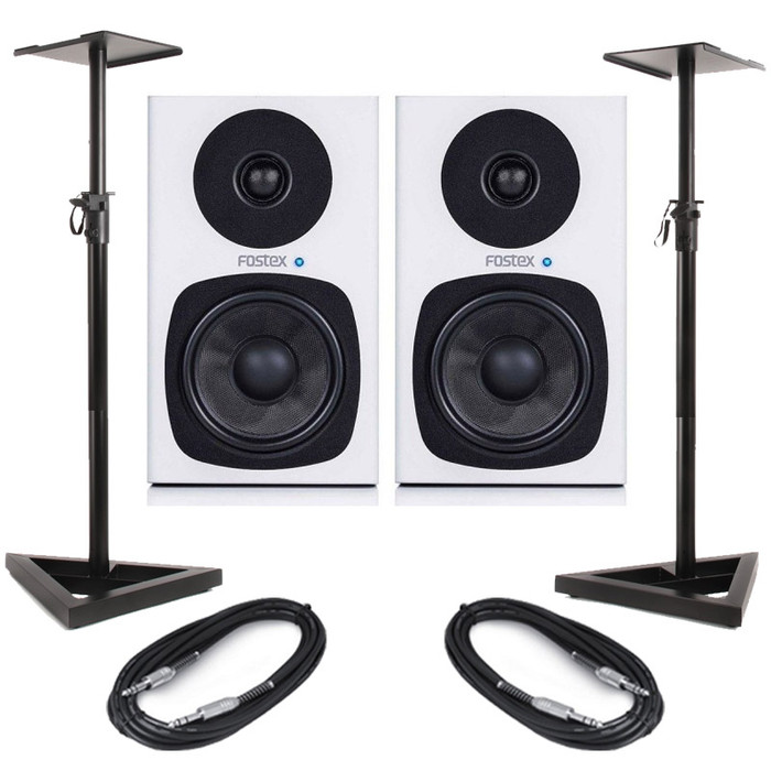 Fostex PM04d White (Pair) With Stands & Cables
