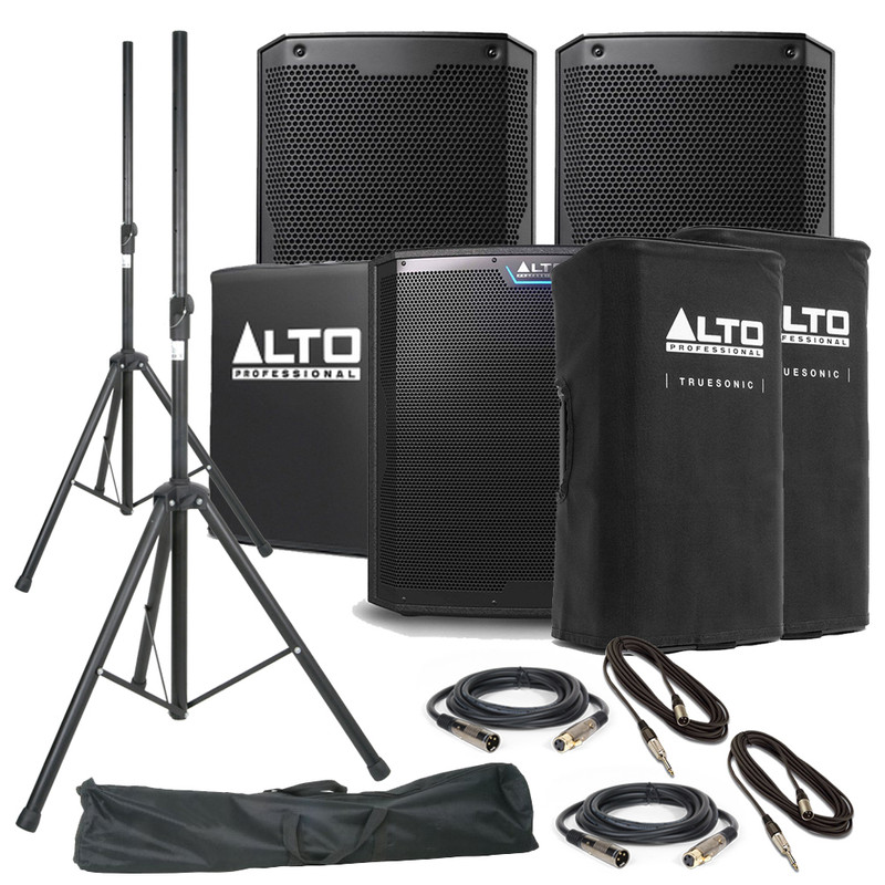 Alto Professional TS410 (Pair) with TS12S Sub, Stands, Covers & Cables