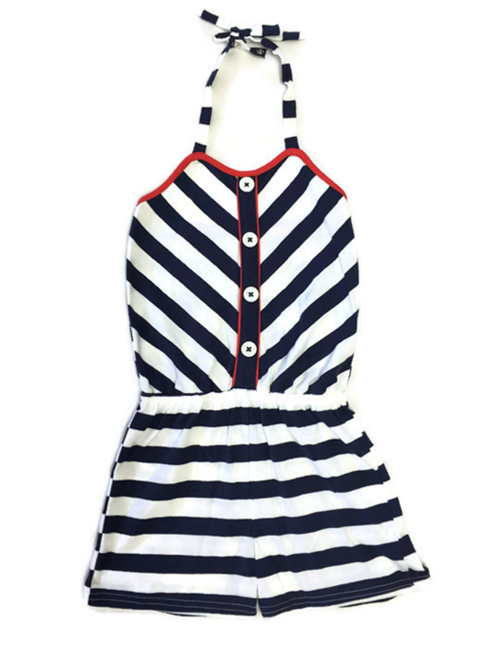 Hartstrings Girl Navy White Stripes Romper Berri Kids Resale
