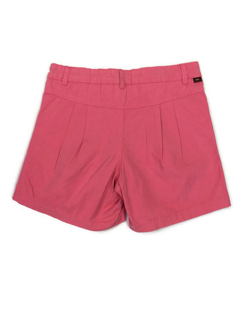 Solid Coral Pleated Shorts, Little Girls
