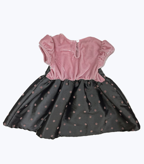 Gray & Pink Polka Dot Bubble Dress, Baby Girls