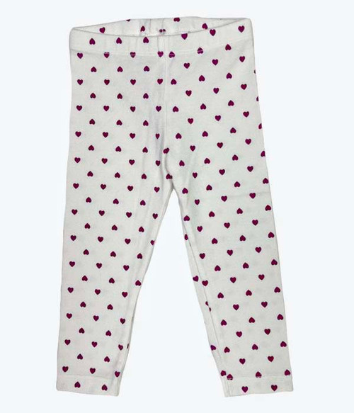 Printed Red Heart Leggings, Baby Girls