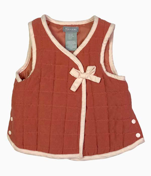 Coral Pink Quilted Vest, Baby Girls