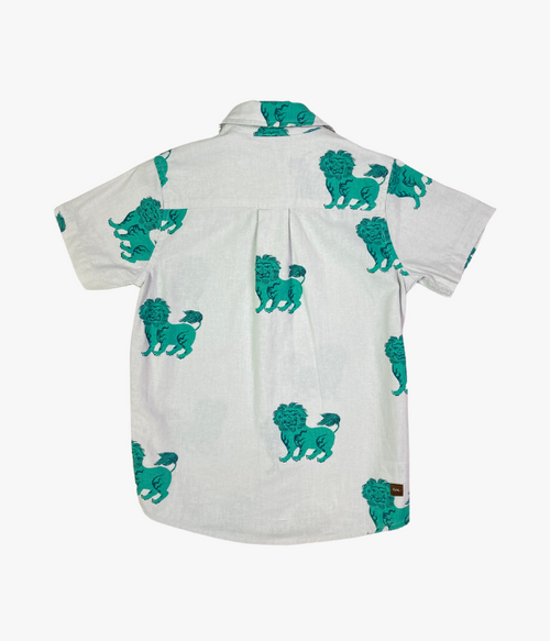 Linen Blend Lion-Print Button-Up Shirt, Little Boys