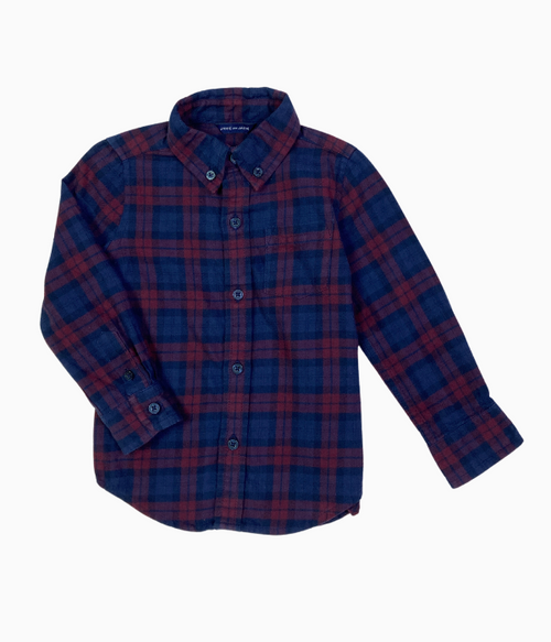 Navy/Maroon Plaid Flannel Shirt, Baby Boys