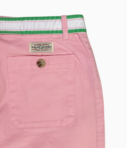 Belted Pastel Pink Chino Pants, Big Girls