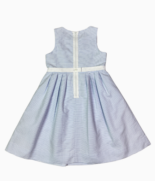 Light Blue/White Striped Bow Dress, Little Girls