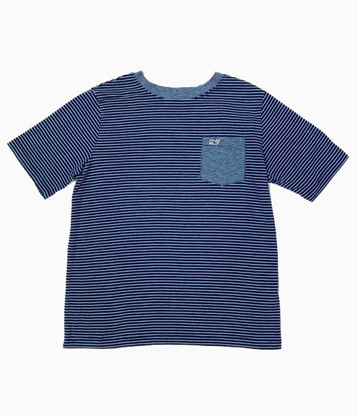 Blue Striped Soft Jersey Pocket T-Shirt, Boys