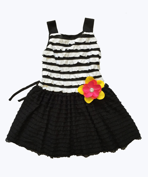 Black & White Ruffle-Tier Dress