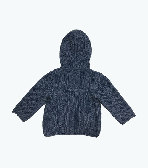 Dusty Blue Hooded Knit Cardigan, Baby Boys