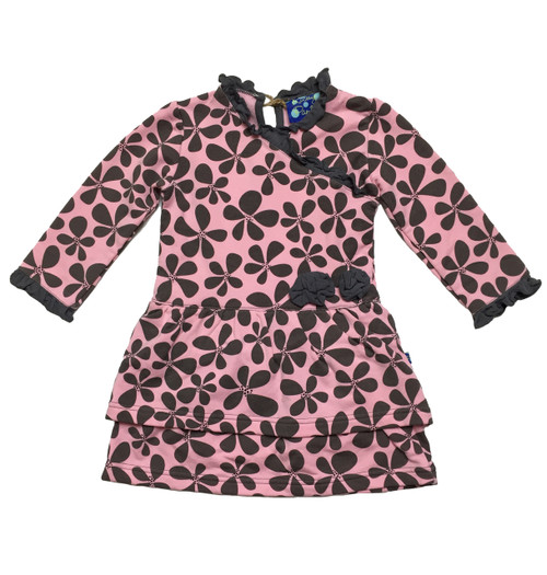 Brown & Pink Layered Ruffle Dress, Baby Girls