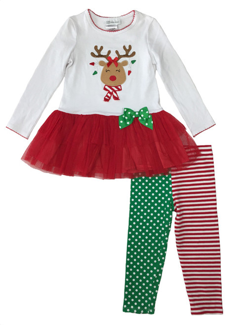 girls reindeer leggings