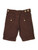 Brown Roll-Cuff Linen Shorts, Little Boys