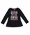 Black Embellished Graphic Peplum Top, Little Girls