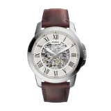 Fossil GT Watch Grant Automatic Silver Brown Leather Strap