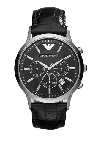 Armani GT Chrono Black Watch Dark Black Strap