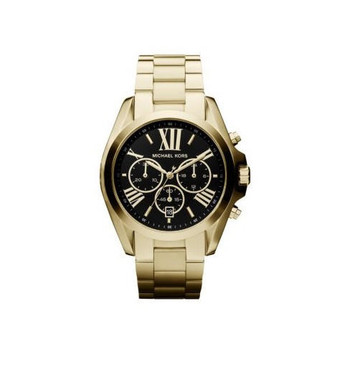 Michael Kors Women's LD Bradshaw Watch Black Dial Gold Bracelet