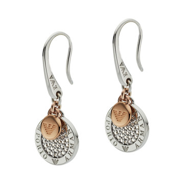 Emporio Armani Ld Sterling silver Signature rose gold earrings