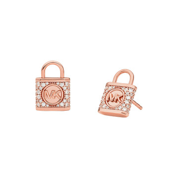 Michael Kors orecchini Plated Lock Stud Earrings oro rosa Cz