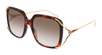 Gucci occhiali da sole Gg0647s-002-56 Havana Oro Marrone