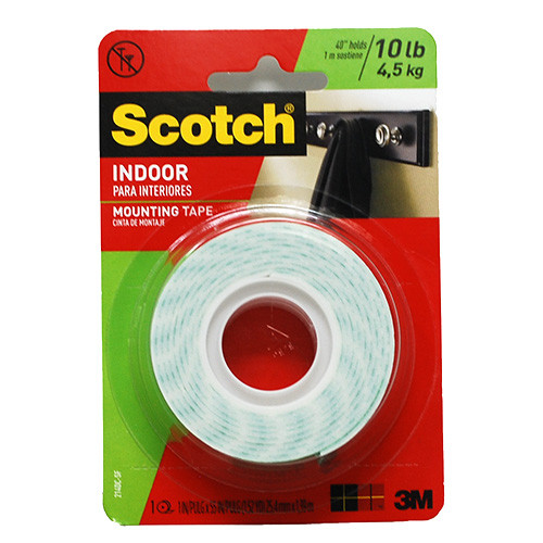 SCOTCH INDOOR MOUNTING TAPE 1"x55"(HOLDS 10LBS)