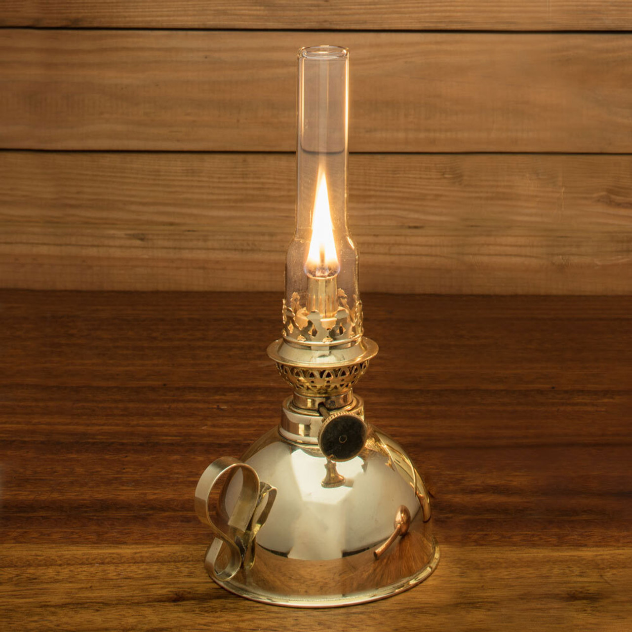 Small Brass Oil Lamp with Chimney