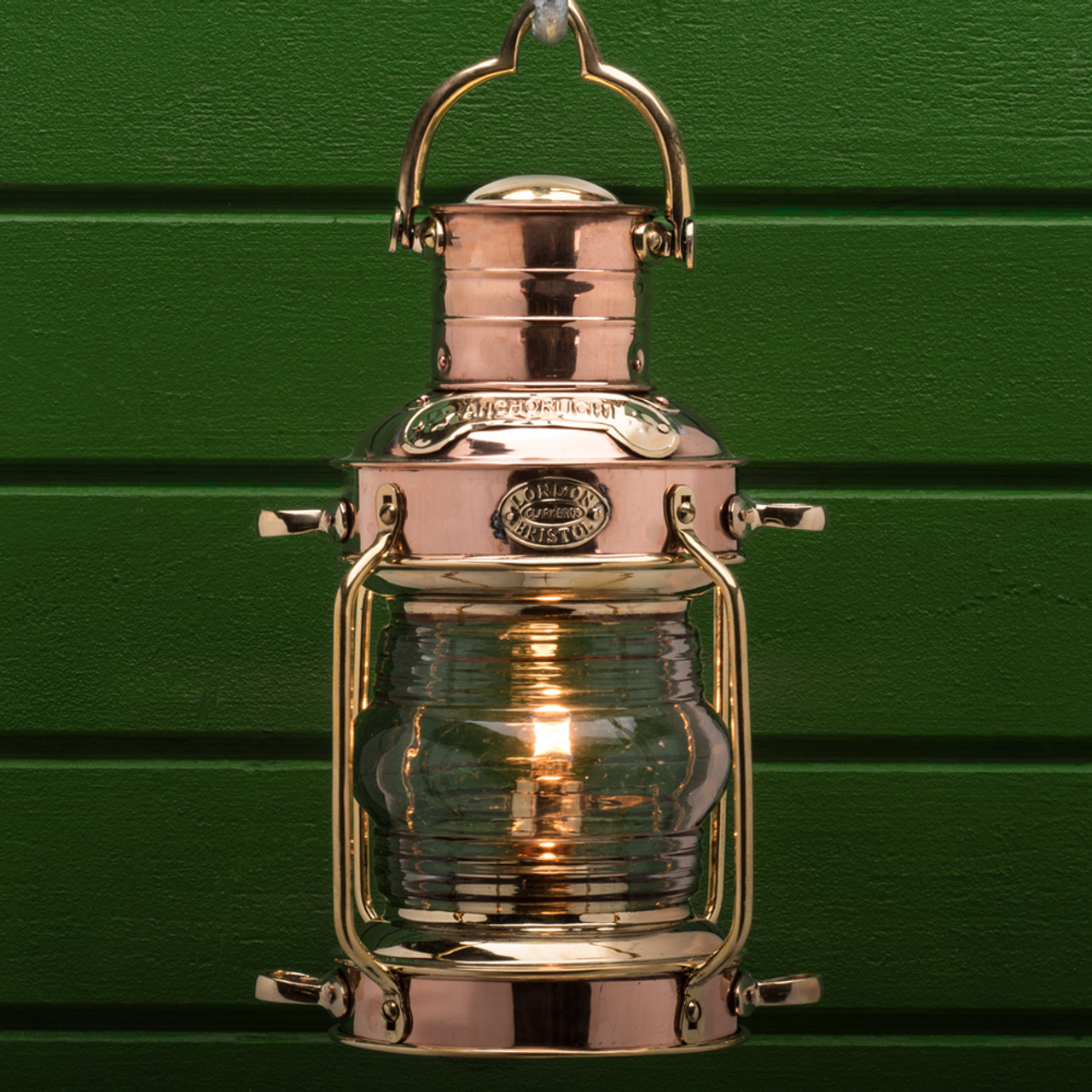 Large Copper & Brass Anchor Oil Lamp