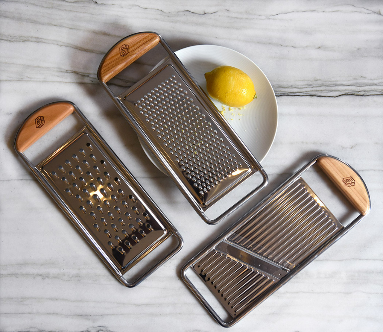 Stainless Steel Grater Citrus Zester Cheese Graters with Wood