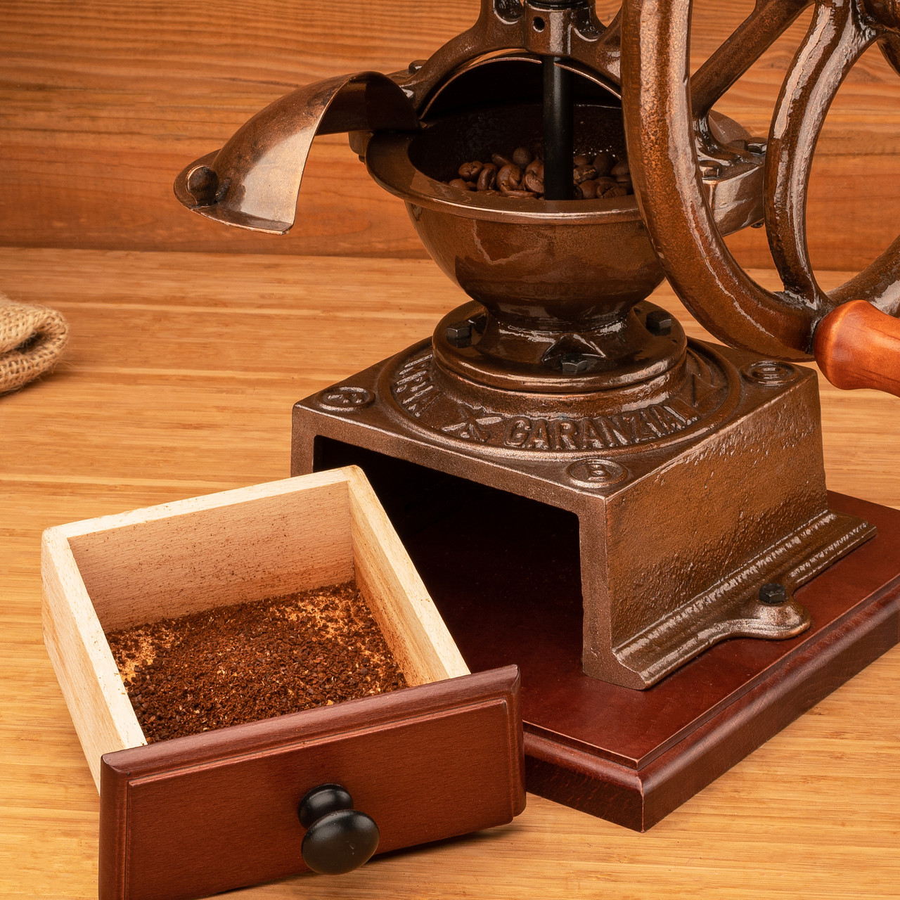 Large Coffee Grinder - Green - Italian-Made Hand Crank - Burr Style