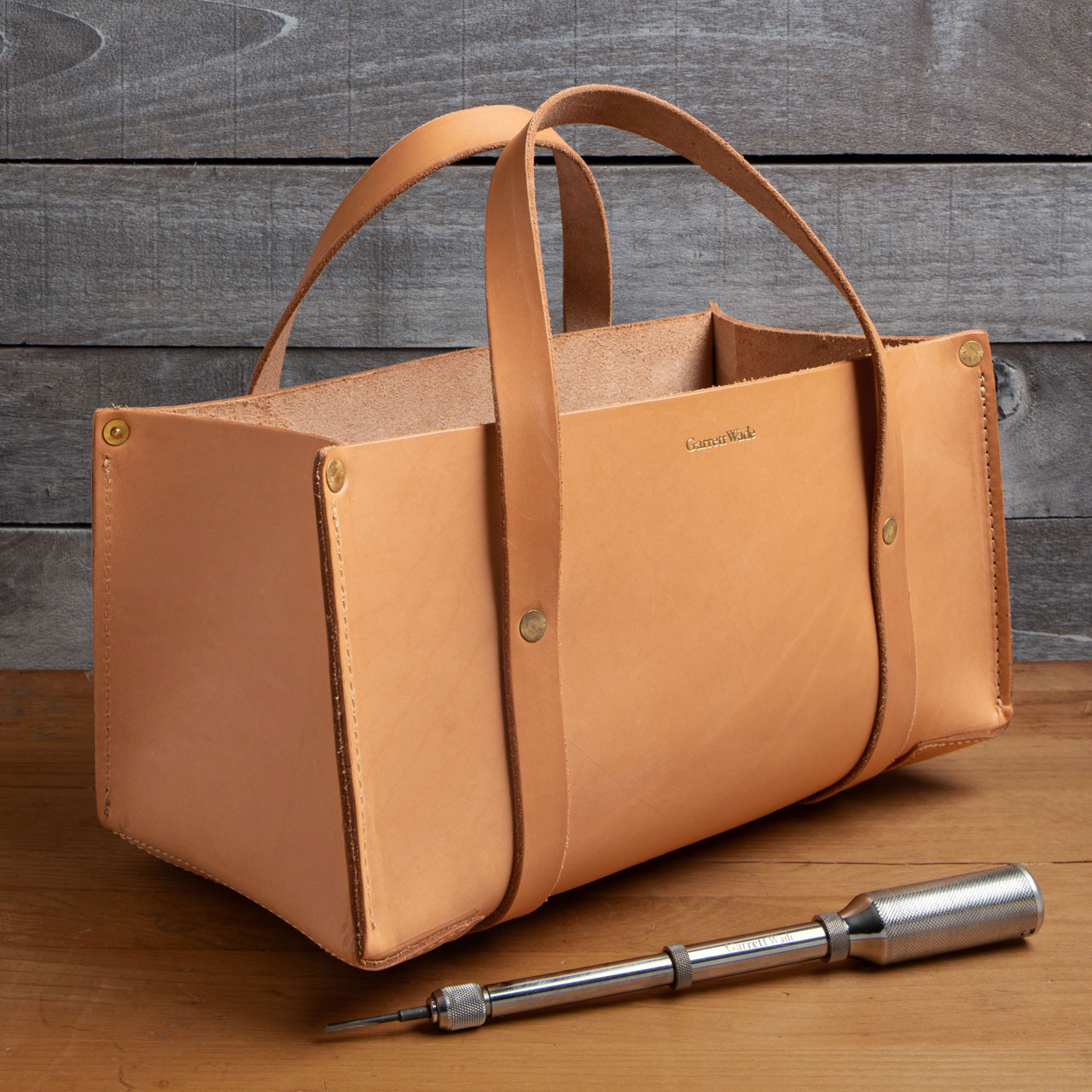 Portable Leather Tool Bag- Tan