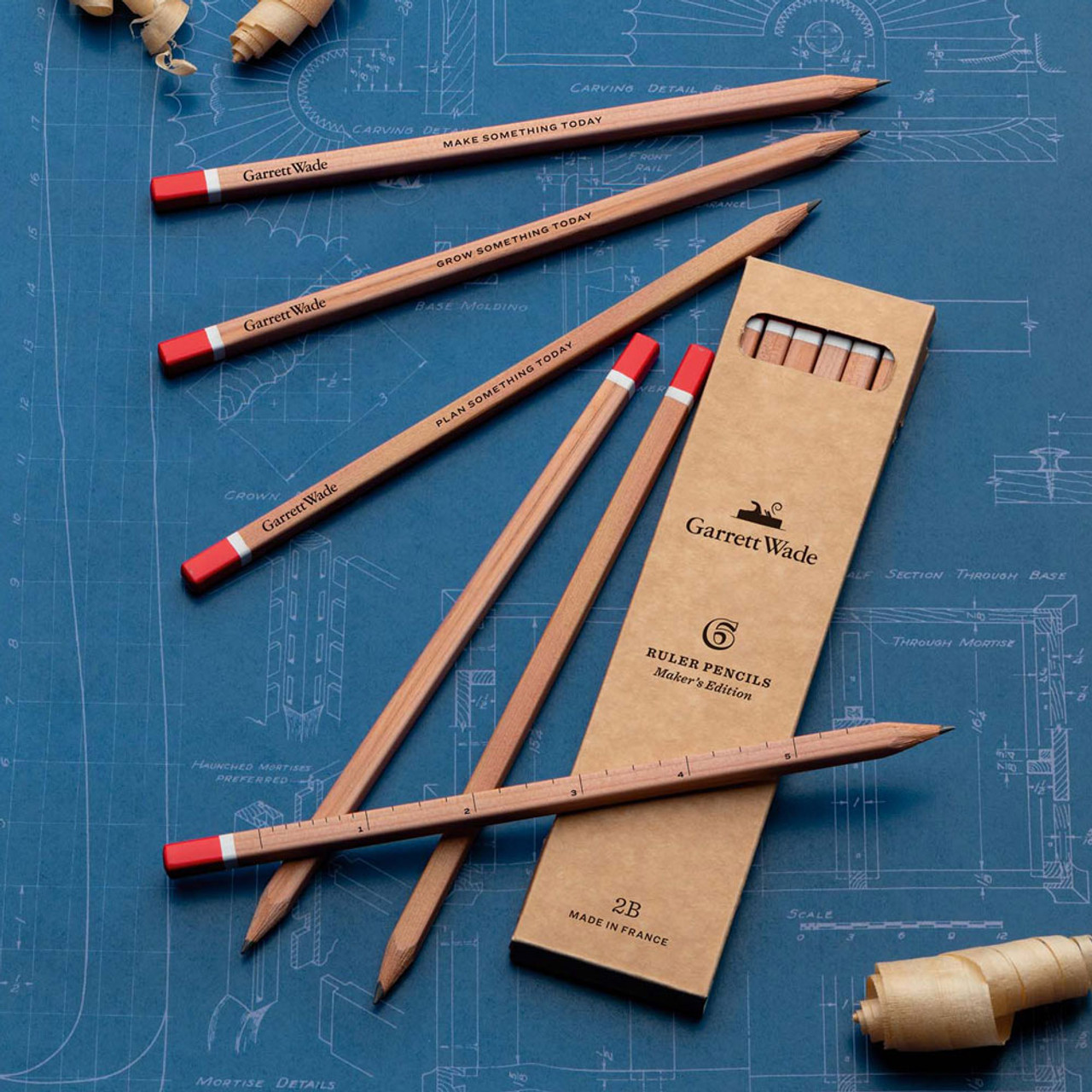Wood Ruler - w/ pencil groove , dual measurements