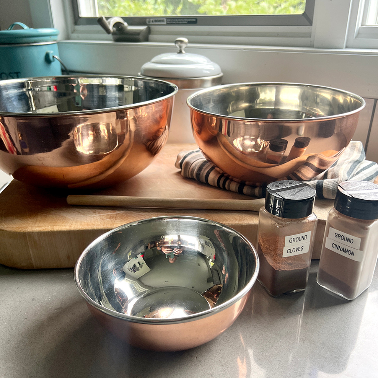 3 Beautiful Steel Lined Copper Bowls