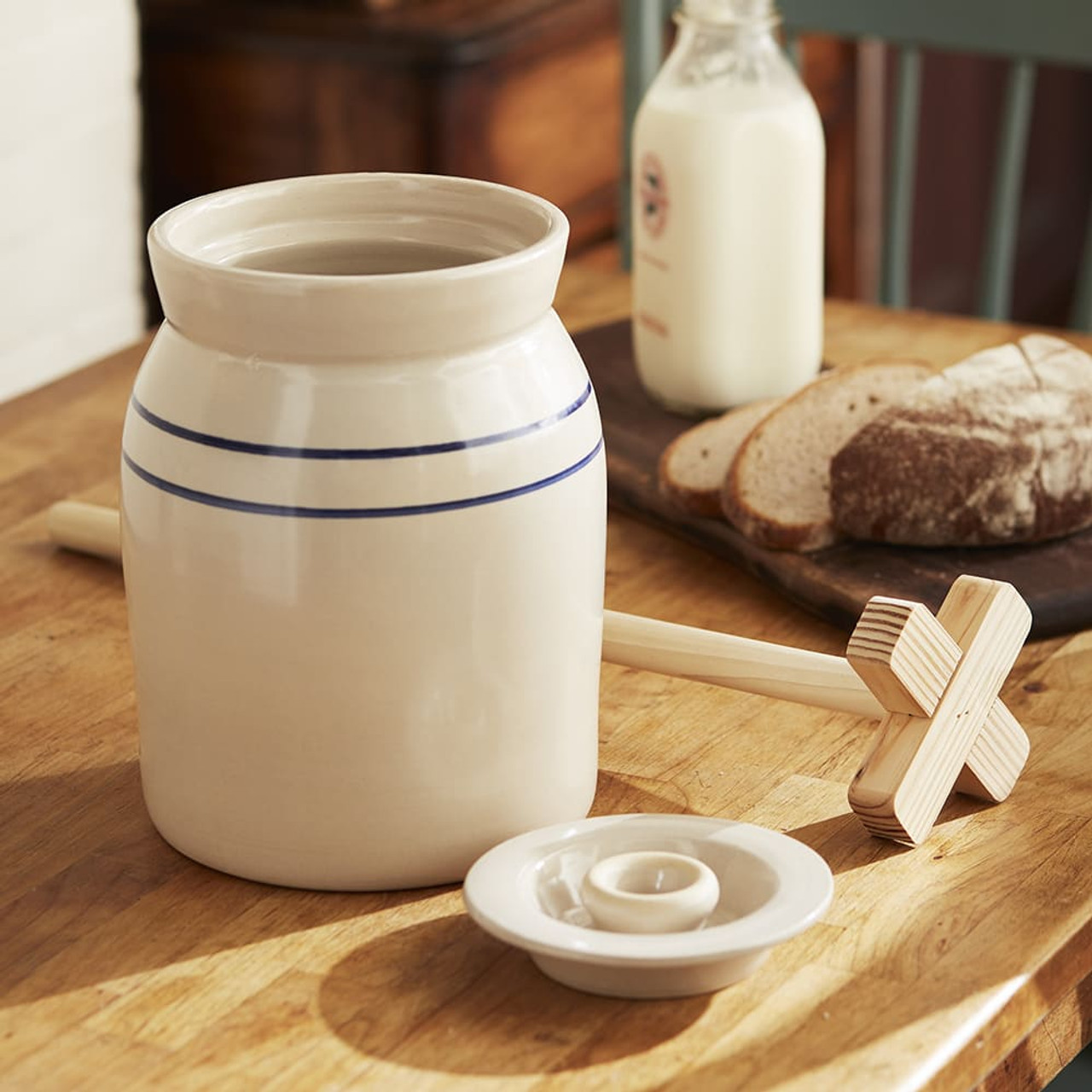 Old-Fashioned Ceramic Butter Churn