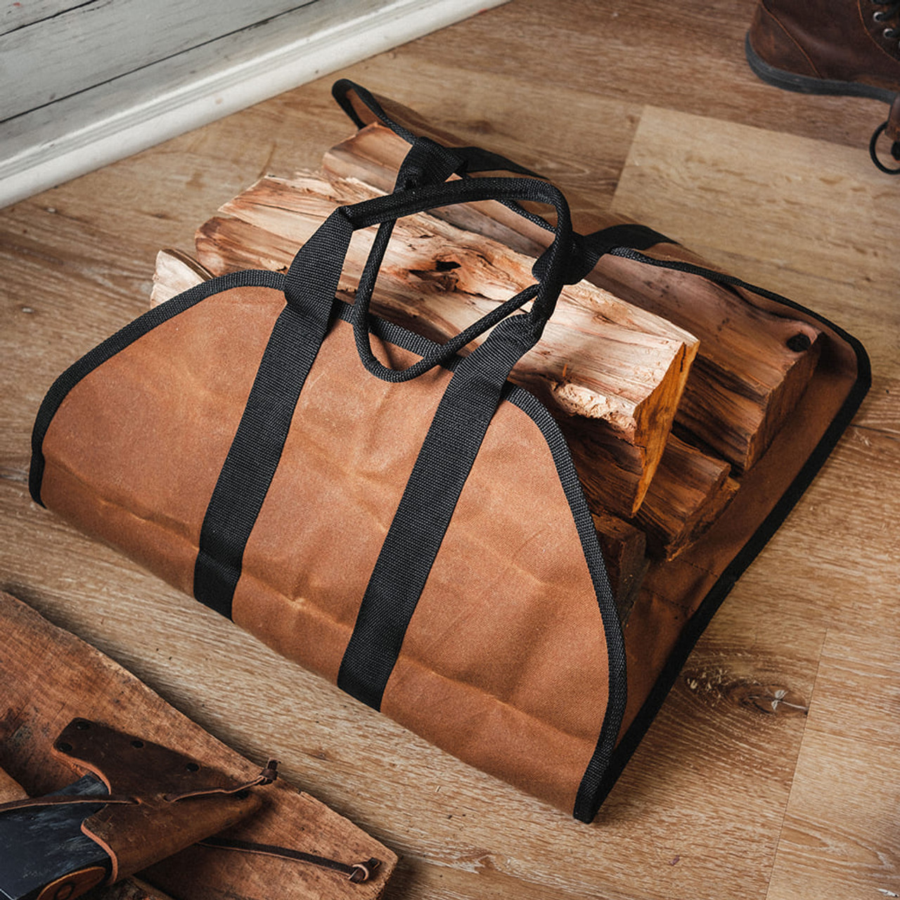 Premium Waxed Canvas Log Carrier