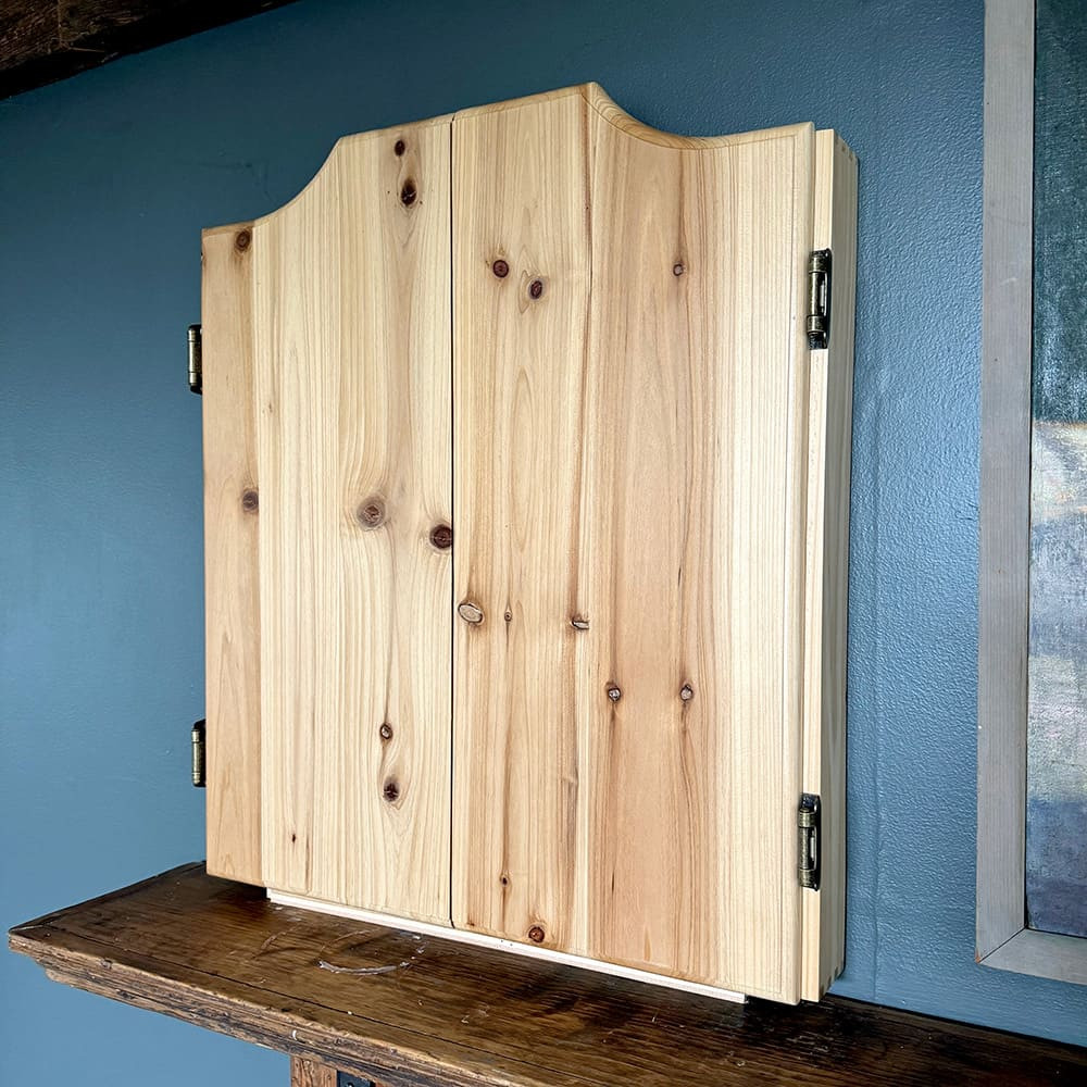 Old-Fashioned Dartboard Set in a Pine Cabinet - Garrett Wade