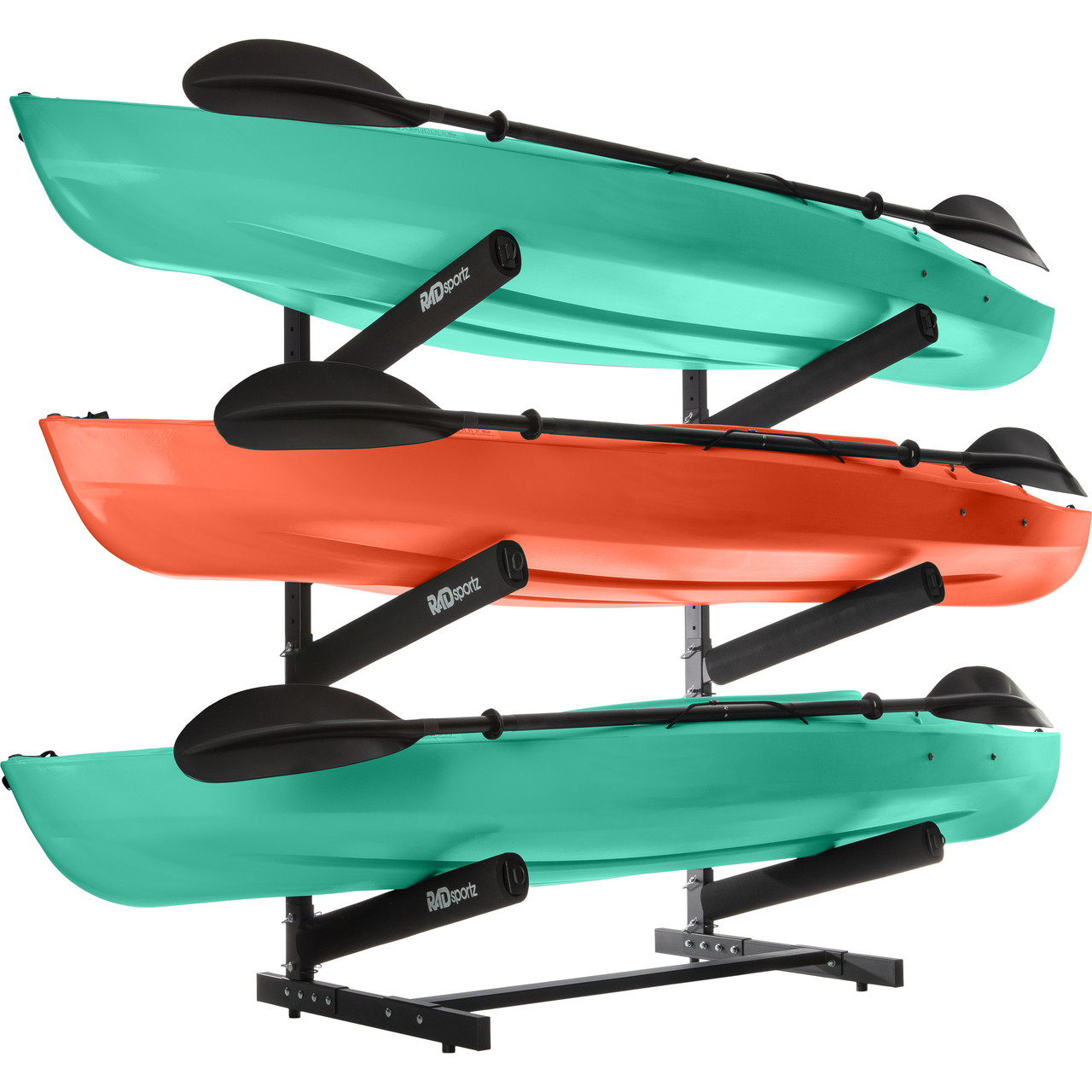 Heavy Duty Kayak Storage Stand With Wheels - Adjustable Freestanding Rack For Kayaks, Canoes, Paddleboards