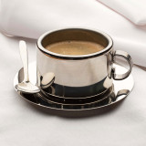 Insulated Stainless Steel Coffee Cup, Saucer