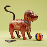 Windup Tin Dog with Ball
