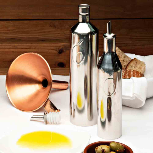 Olive Oil Decanter Set & A Copper Kitchen Funnel