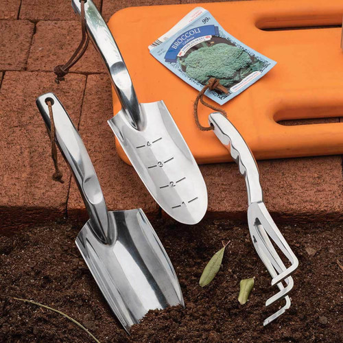 Polished Cast-Aluminum Trowel & Cultivator Set