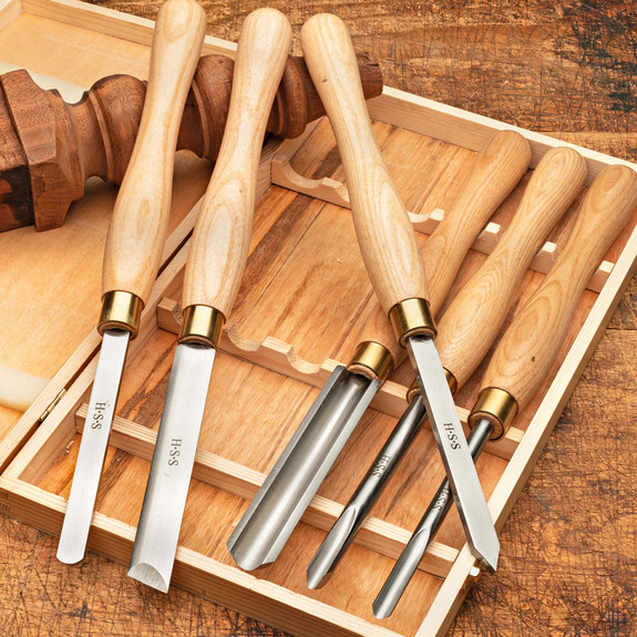 Basic Lathe Turning Tools Packed in Handy Wooden Box