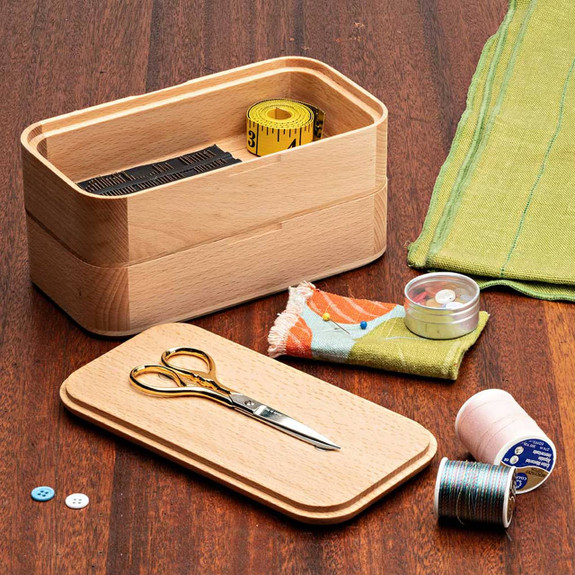 Beechwood Sewing Box & Scissor Set