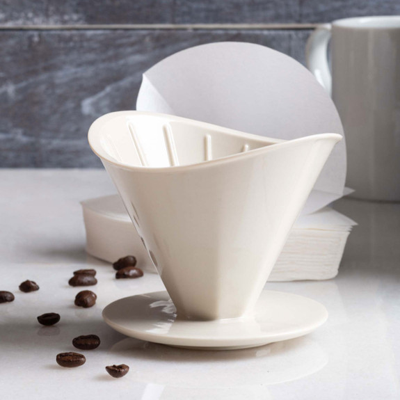 Ceramic Pour Over Coffee Brewer - White
