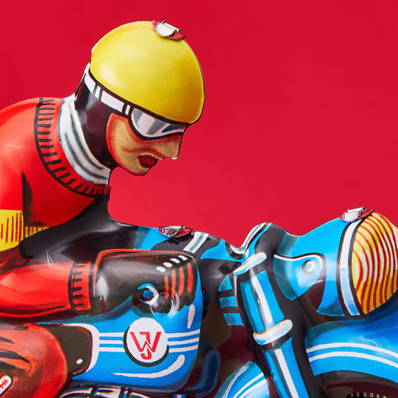 Blue Tin Toy Motorbike