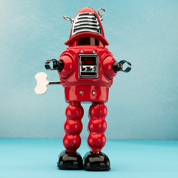 Windup Tin Space Robot-Red