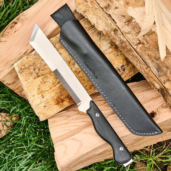 Bushcraft Chisel Knife with G10
Handle and Leather Sheath