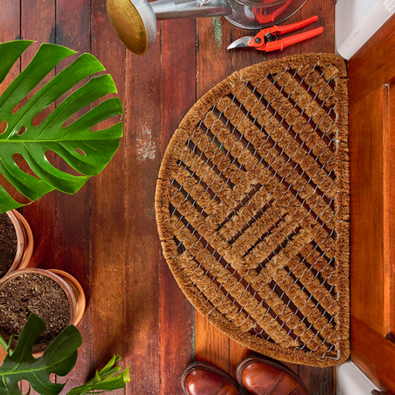 Coir and Stainless Steel Half-Round Spiral Doormat