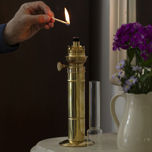 Brass Column Oil Lamp